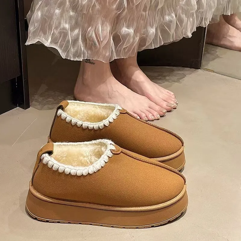 

Thick Soled Warm Cotton Shoes Women's Winter New Plush Warm and Comfortable Bag Heel Cotton Shoes Home Warm Female Boots