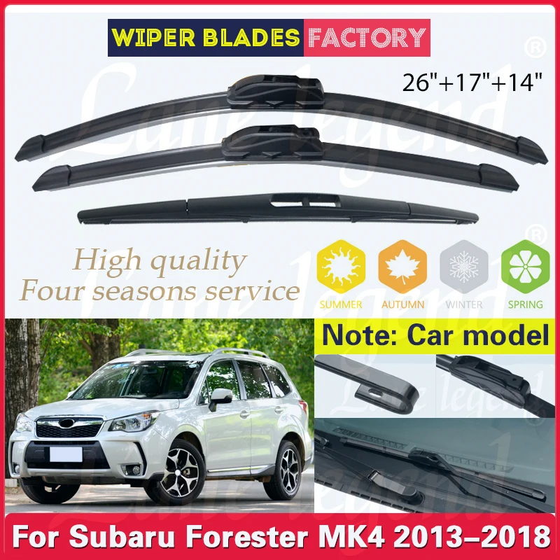 Car Front Rear Wiper Blades Set Kit For Subaru FORESTER MK4 2013 - 2018 LHD Windshield Windscreen Window Rain Brush 26