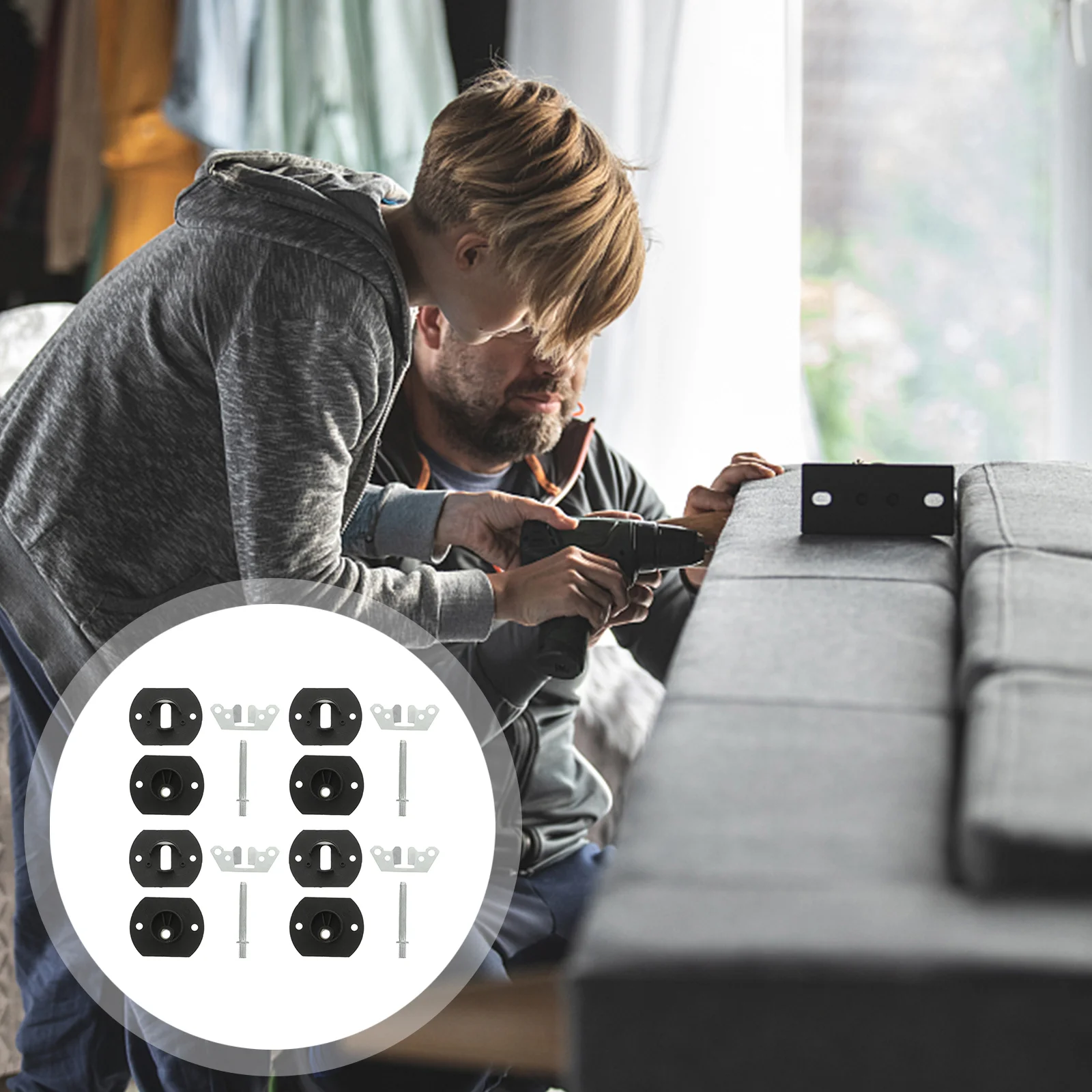 

4 Sets High grade Sofa Connectors Furniture Hardware Pin style Sectional Couch Connectors Anti corrosion Wear resisting Strong