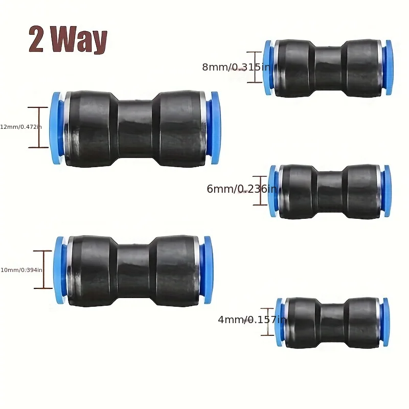 80PCS Pu4/6/8/10/12 Durable Pneumatic Quick Connector Pipe Straight Push-In Connector Air Pipe Connector