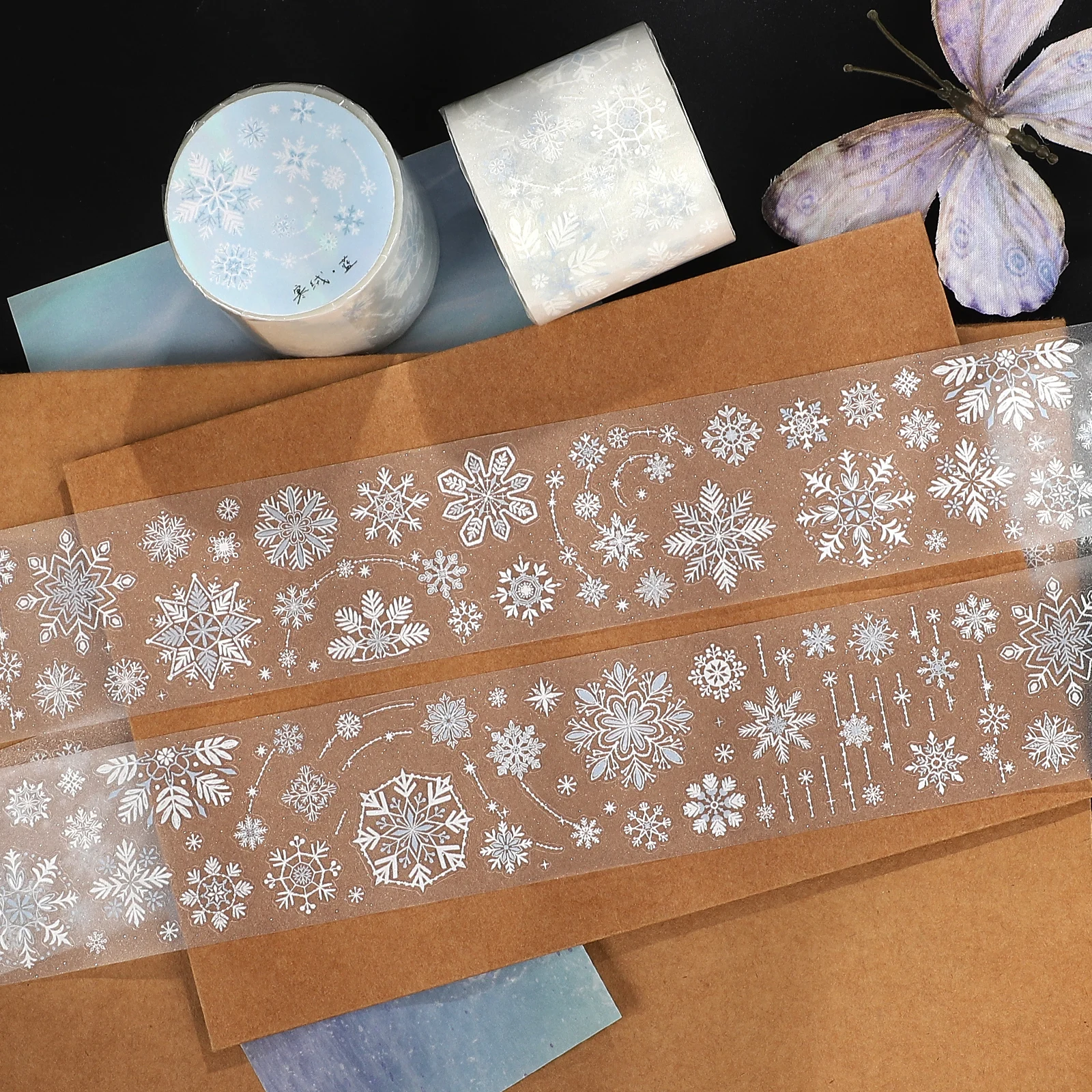 

40 мм * 525 см винтажная зимняя снежинка пейзаж ПЭТ лента креативный DIY материал для журнала коллаж канцелярские принадлежности для скрапбукинга