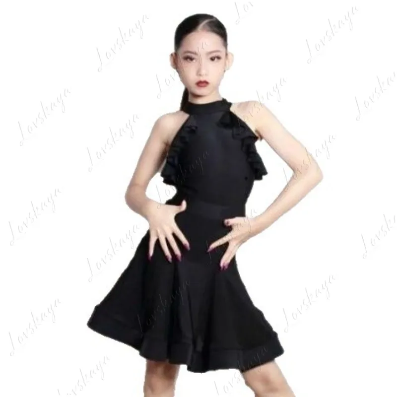 

Новый стильный тренировочный костюм для латинских танцев для девочек для профессиональных соревнований со съемными танцевальными юбками