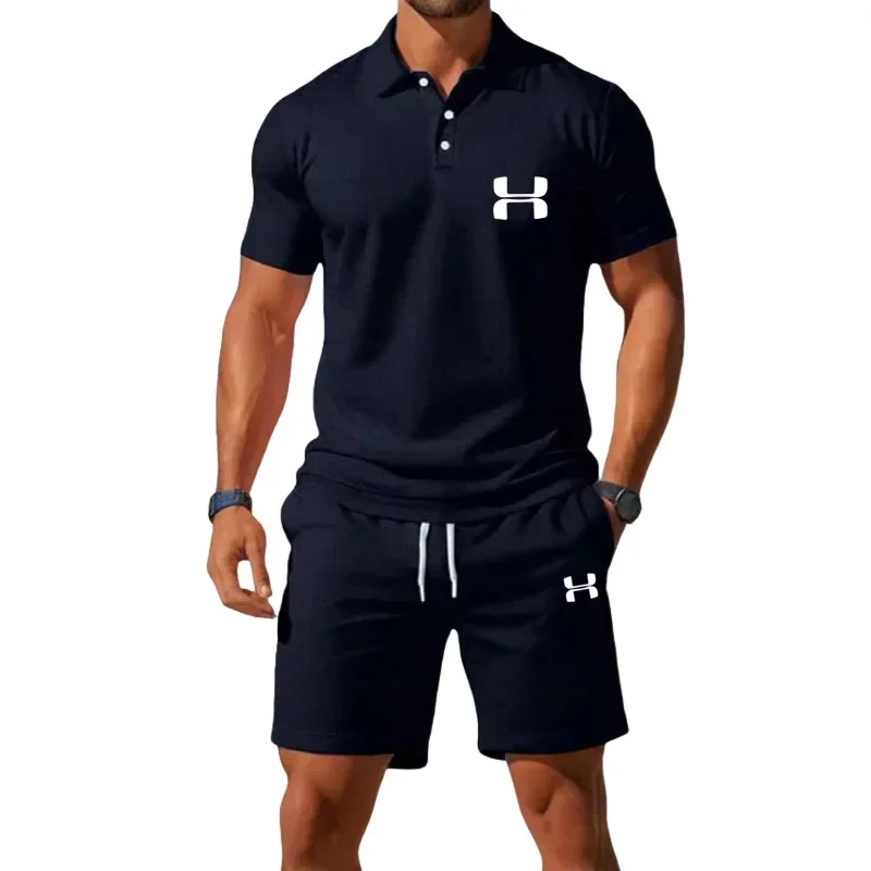 2026 Summer New Men Quick Dry Breathable Loose Lightweight Half Zip Polo Shirt Two Piece Basketball Sports Casual Set view 3