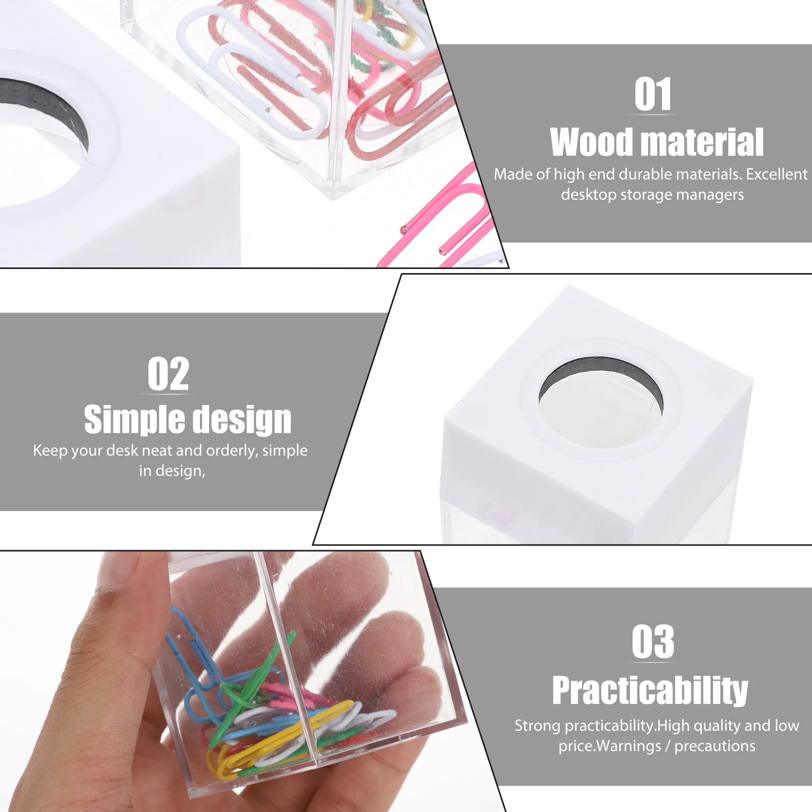 2 Pcs Lids Paper Clip Storage Bucket Staples Paperclip Boxes White Mesh Dispensers Toothpick
