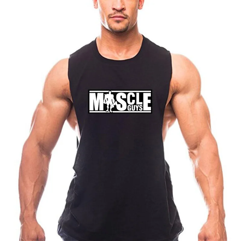 

2023 New Mens Cotton Tank Tops Gym Fitness Sleeveless Casual Bodybuilding Sports Workout Clothes Summer Breathable Cool T-shirt