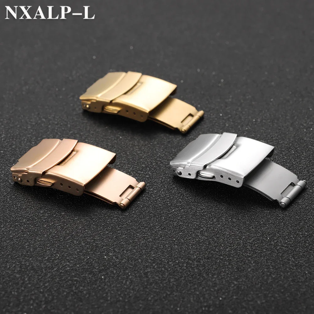 Застежка для часов из нержавеющей стали, складная пряжка для ремешка для часов Seiko, 16 мм, 18 мм, 20 мм, 22 мм, 24 мм, двойная кнопка, аксессуары для часов
