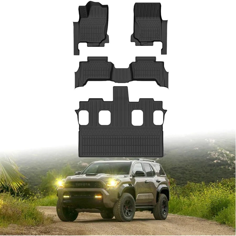 

All Weather Car Floor Mats for 2025 2026 4Runner 7 Seats SR5 Limited TPE Rubber Floor Liners AntiSlip Full Set Automotive Mats