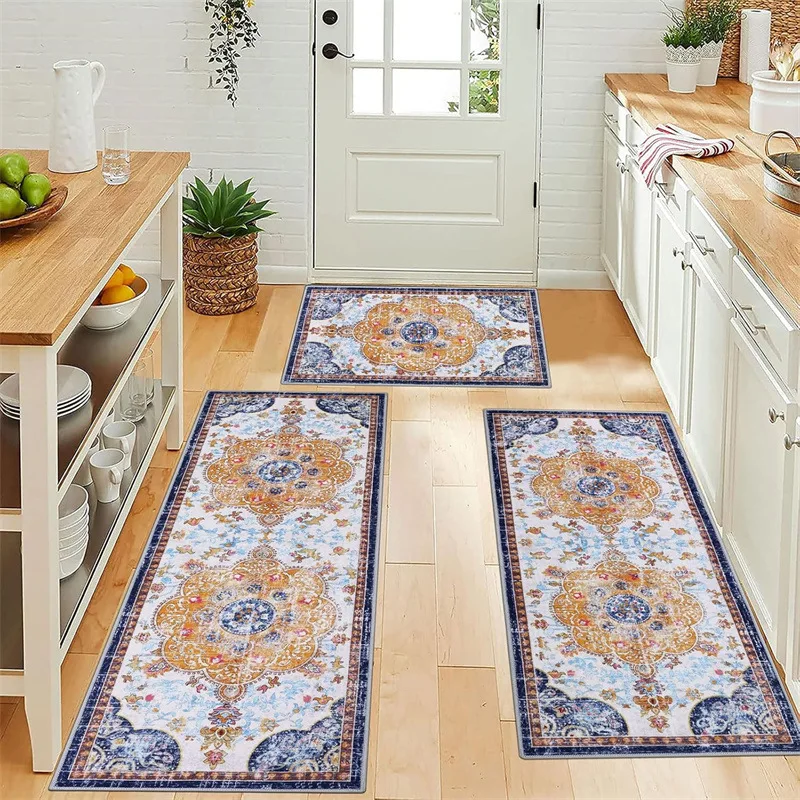VIKAMA Luxury Ethnic Style Collection of Carpets: 1-piece / 2-piece Kitchen Floor Mats, Coat Racks, Bedroom Corridors Home Decor