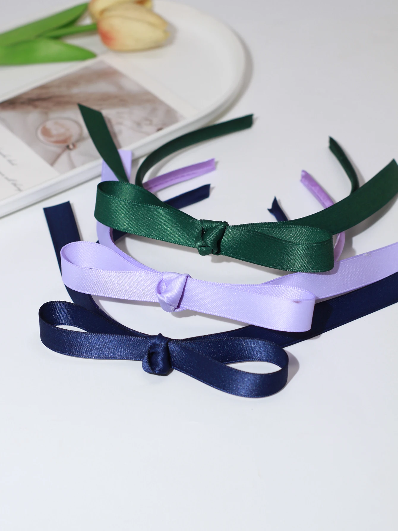 Fascia per capelli con fiocco in tinta unita per donna Copricapo per ragazze Anello per capelli in tessuto di alta qualità Fascia per capelli alla moda Accessori per capelli con castone femminile