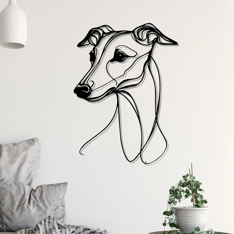Greyhound Metal Wall Art, Greyhound Statue Wall Decor, Weatherproof Metal Sculpture, Gift for Dog Lovers Birthday Xmas Halloween