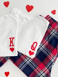 Valentijnsdag bijpassende T-shirt cadeau voor koppels koning en koningin T-shirt Valentijnsdag paar mode tops 