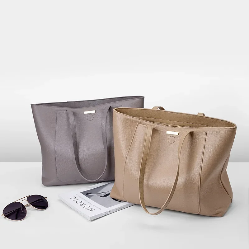 

Women's Large Capacity Shoulder Bag High-end Ladies Genuine Leather Commuter Shopper Bags High Quality Luxury Handbag Big Tote