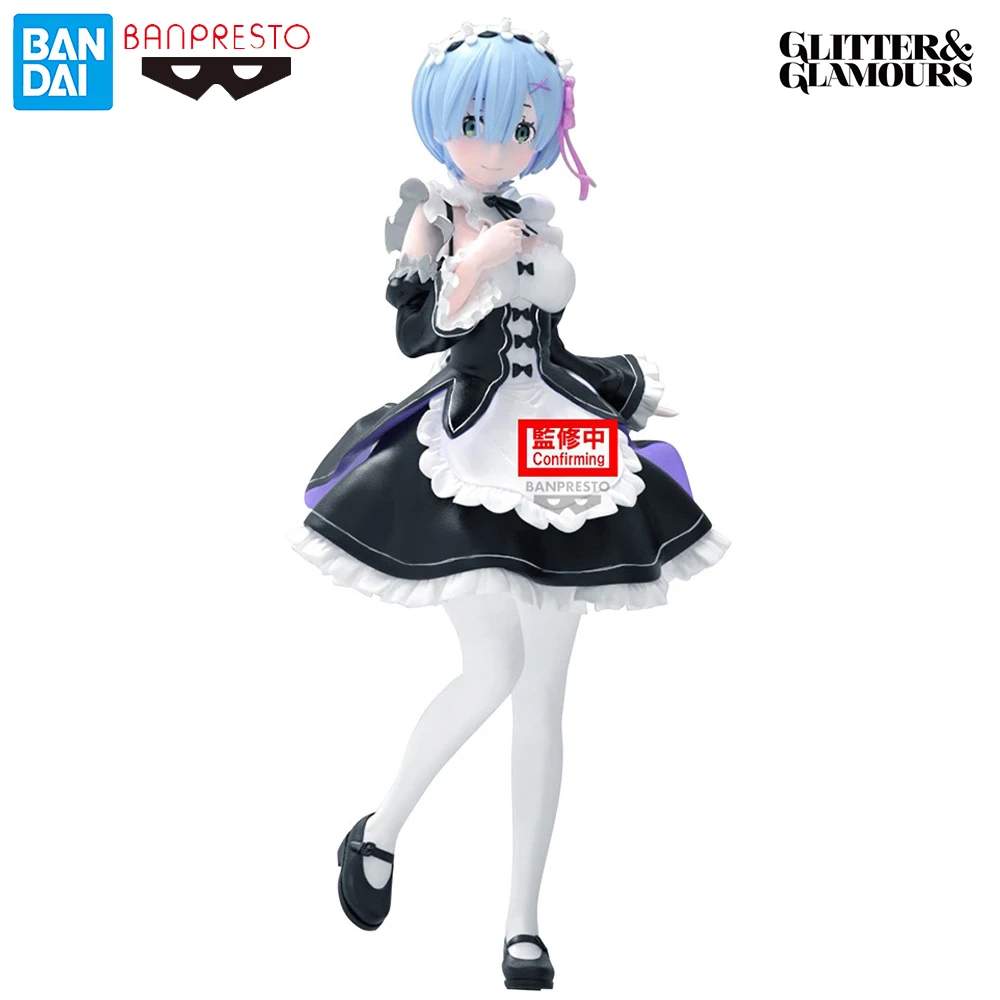 Original NEW Banpresto GLITTER&GLAMOURS Rem (Maid Ver.) (Re: ZERO) 24cm Great Anime Model Figure Toys