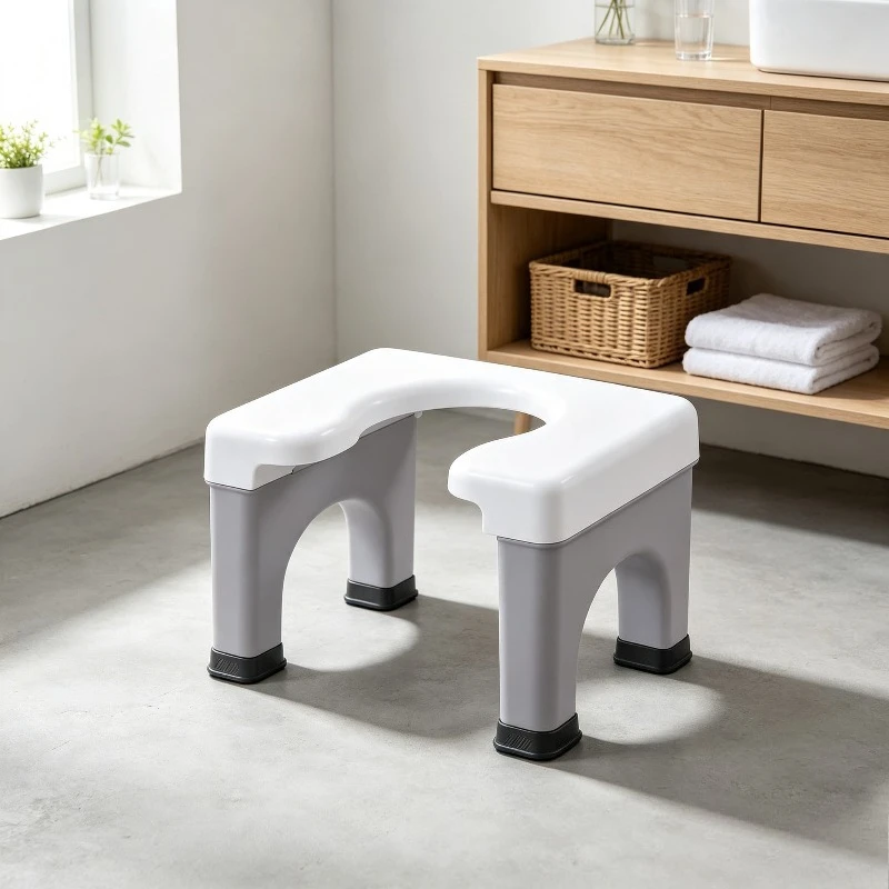 Height Adjustable Shower Seat for Elderly, Non-slip Bath Stool with Commode Function, Portable Toilet Chair for Pregnant.