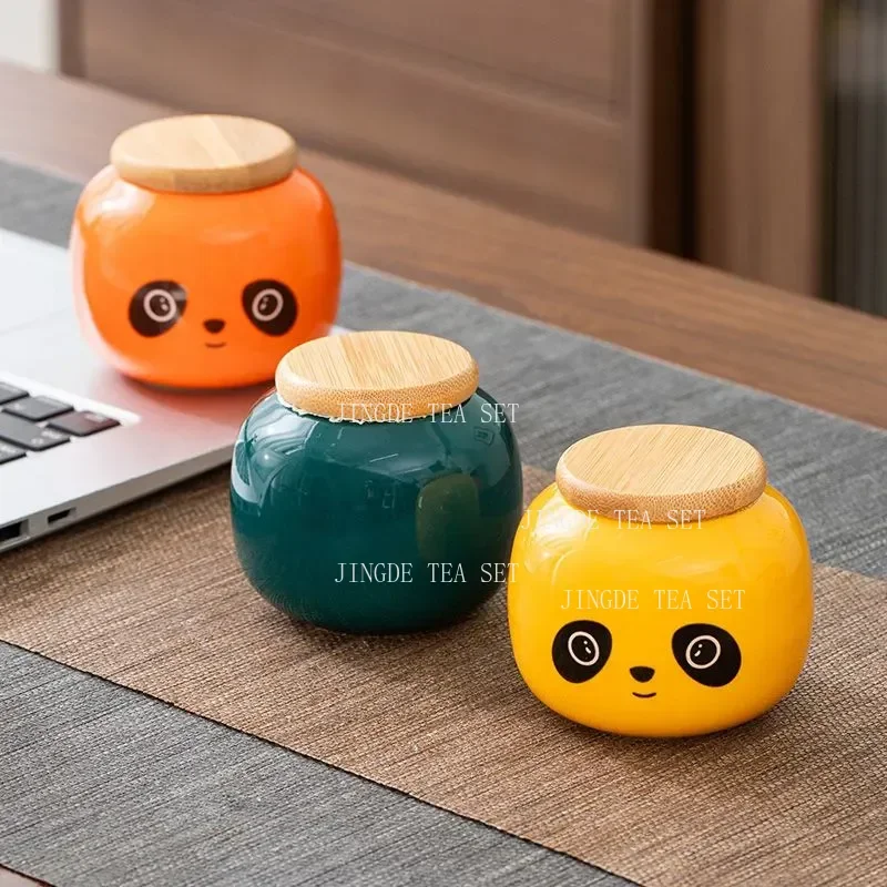 Chinese Ceramic Tea Caddy Multifunctional Storage Can Porcelain Sealed Jar Tea Set Accessories Kitchen Moisture Proof Container