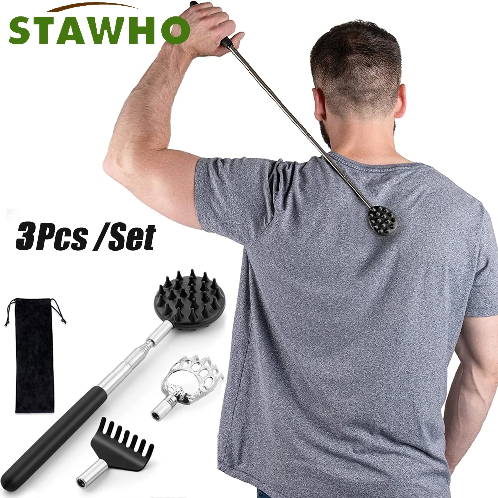 Back Scratcher for Men Women,Portable Extendable Stainless Steel Telescoping Back Scratchers Oversized and Normal Size