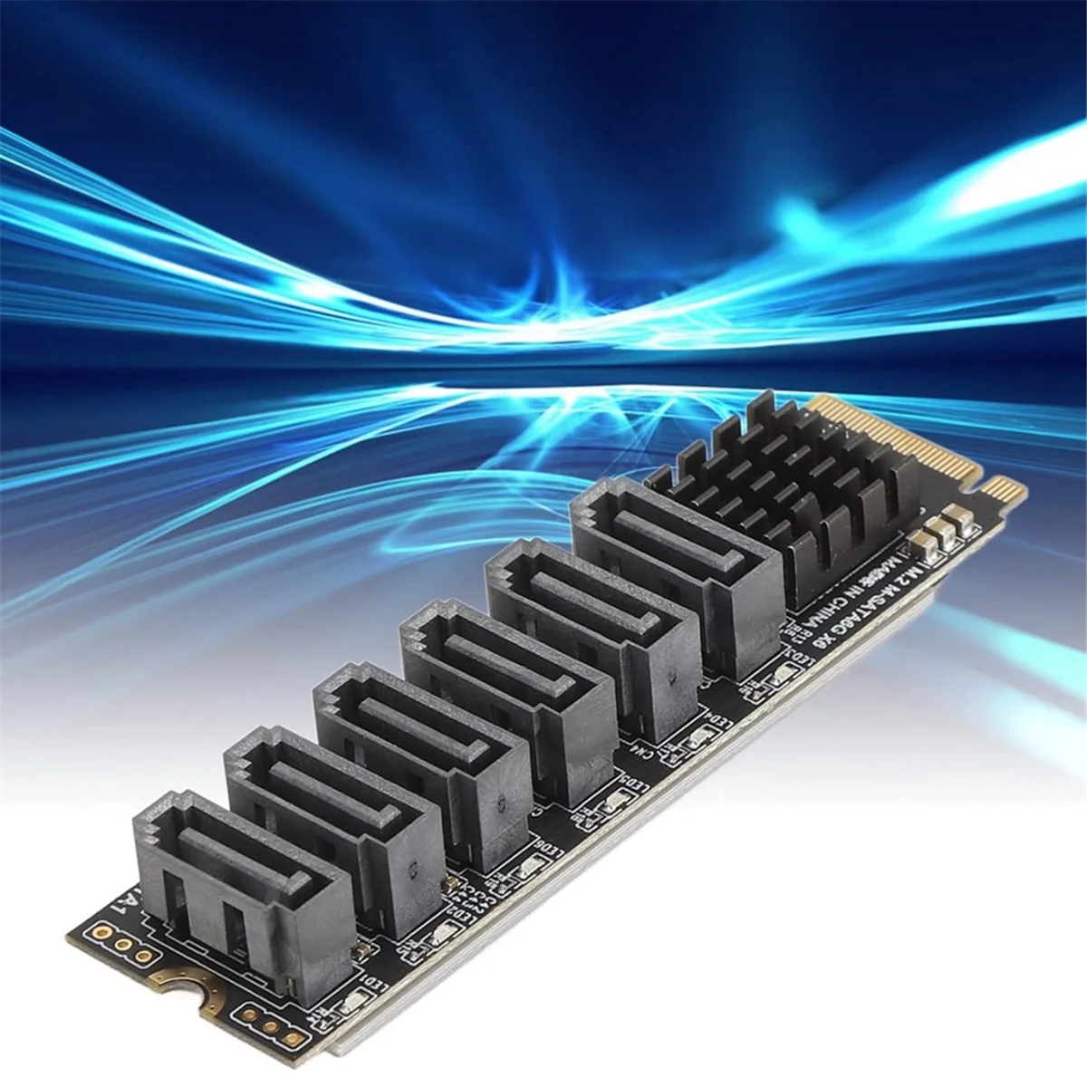 A39U M.2 to SATA3.0 Adapter Card, PCB 6Gbps High Speed ASM1166 M.2 PCIE to SATA Expansion Card Support 6 SATA Devices