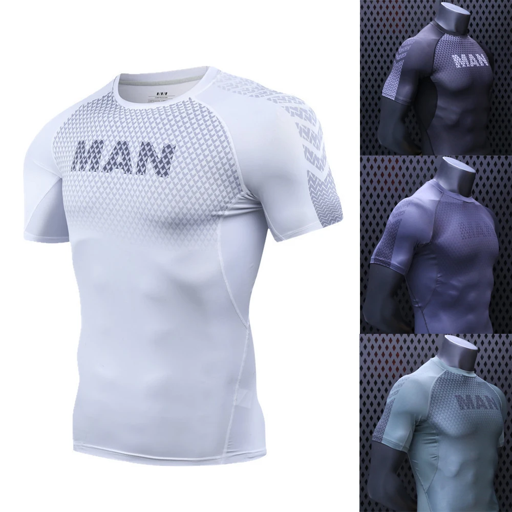 

Fashion Gym Man Short Sleeve T-Shirt Running Compression Sport Yoga Cloth Summer Outdoor Sportswear For Jogger Rashguard Workout