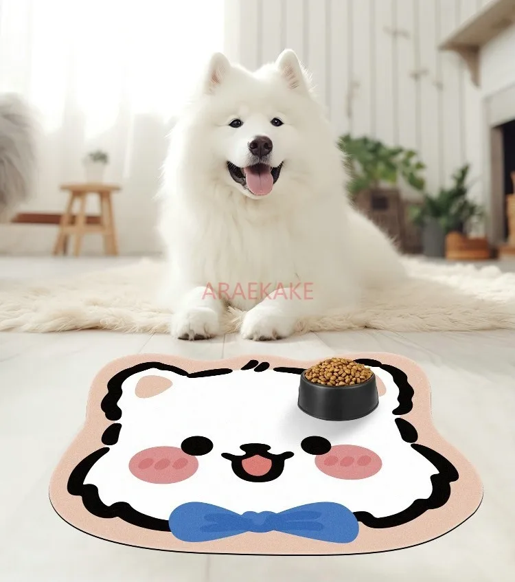 Cat and dog bowl mat, waterproof and non slip silicone mat for cats, leak proof and spill proof feeding basin mat for dogs