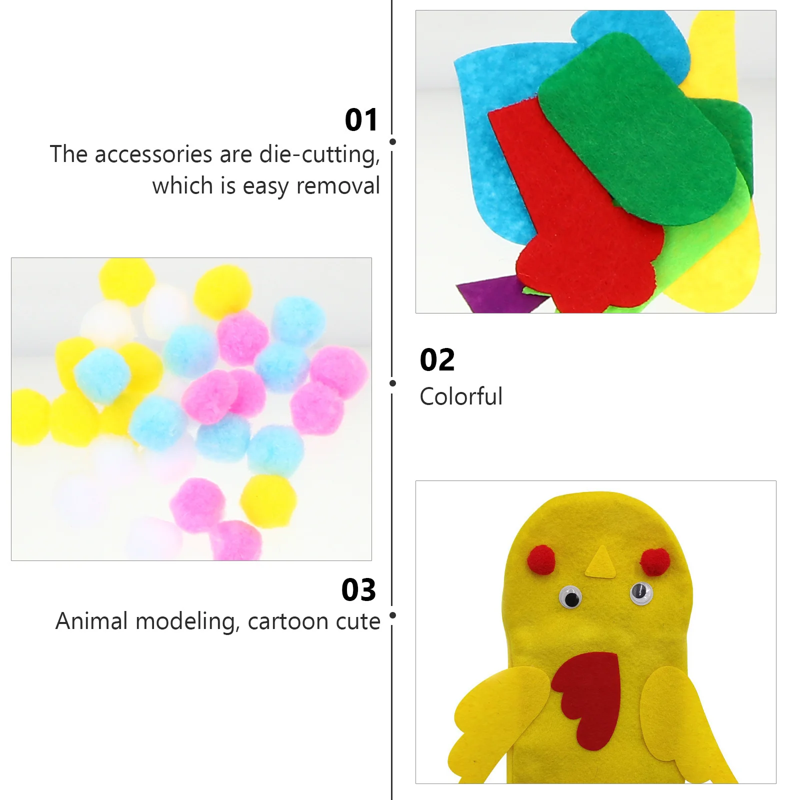 6Sets Hand Puppet Making Kit Felt Materials DIY Cartoon Style Educational Crafts Kids Parent-Child Interactive Fun