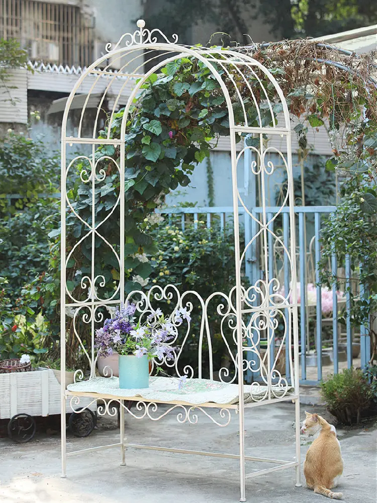

Arch Flower Stand, Outdoor Wrought Iron Bracket, Large Courtyard Garden, Balcony Decorative Arch Seat Shelf