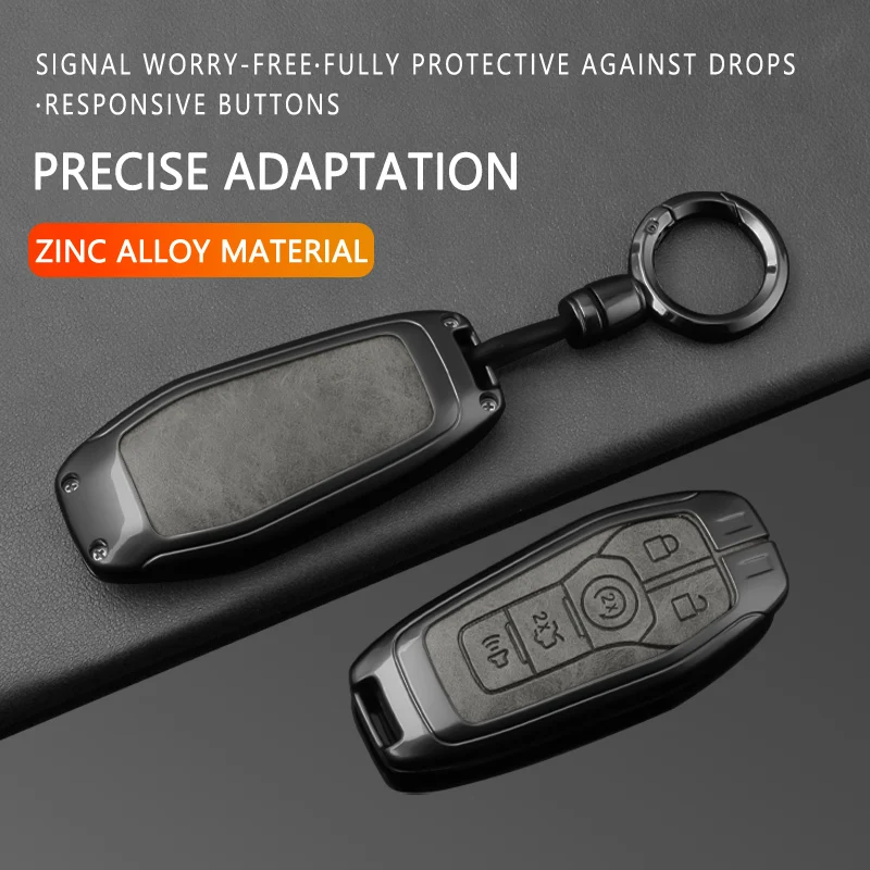 Zinc Alloy Leather Car Remote Key Case Cover For Ford Fusion Mondeo Mustang F-150 Explorer Edge Protected Keychain Accessories