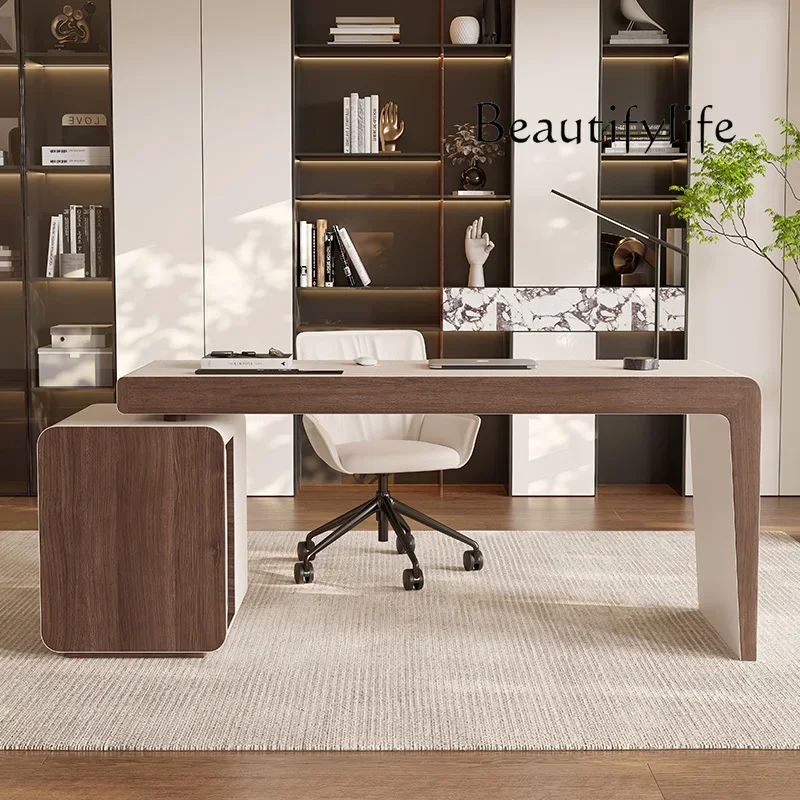 C مكتب منزلي فاخر خفيف إيطالي مصمم عالي الإحساس لغرفة المعيشة دراسة مكتب من الخشب الصلب مكتب كمبيوتر حديث وبسيط