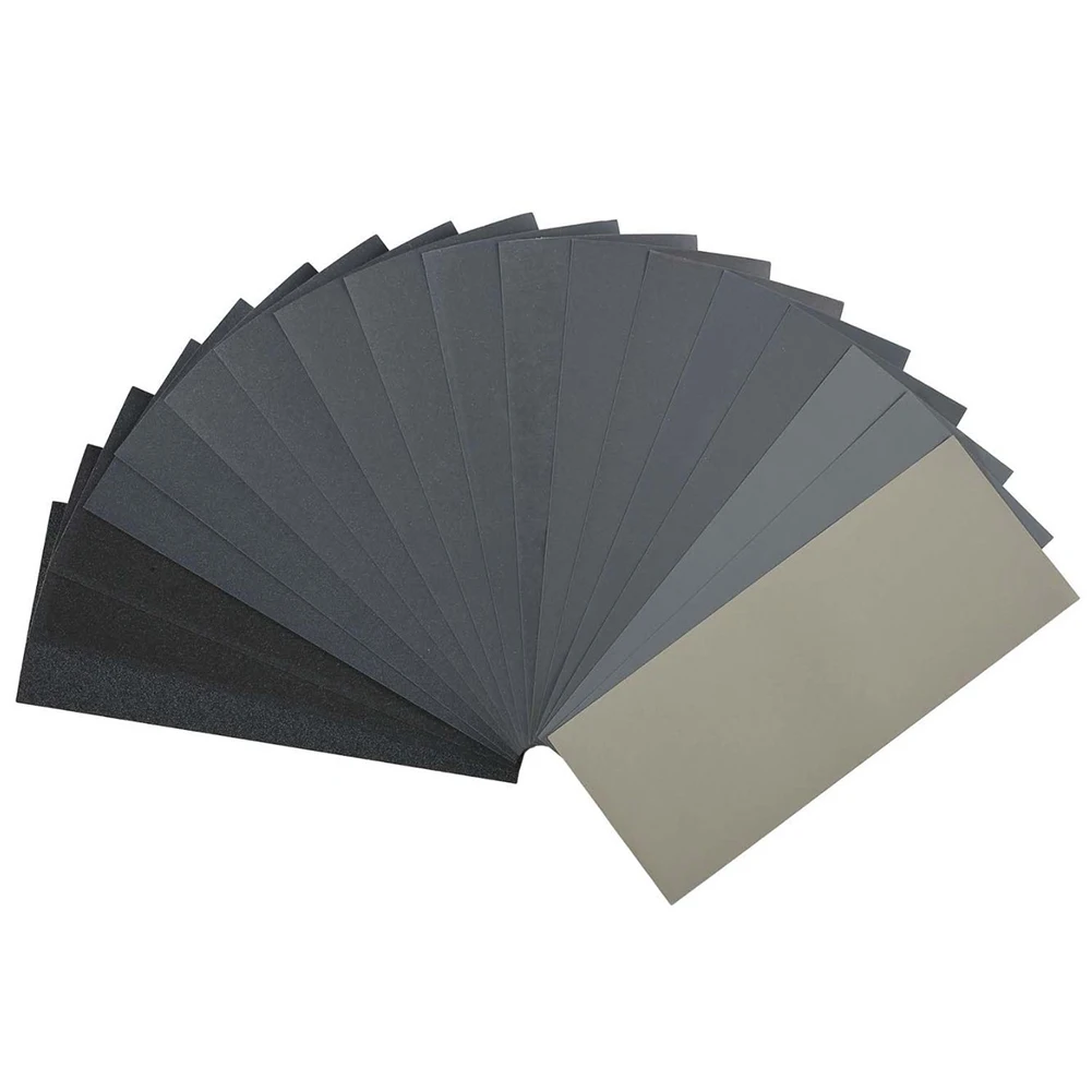 Silicon Carbide Sandpaper Sheets 9x3.6 Inch, Wet Dry Assorted Grit 80-3000 For Wood Metal Auto Polishing Furniture Finishing