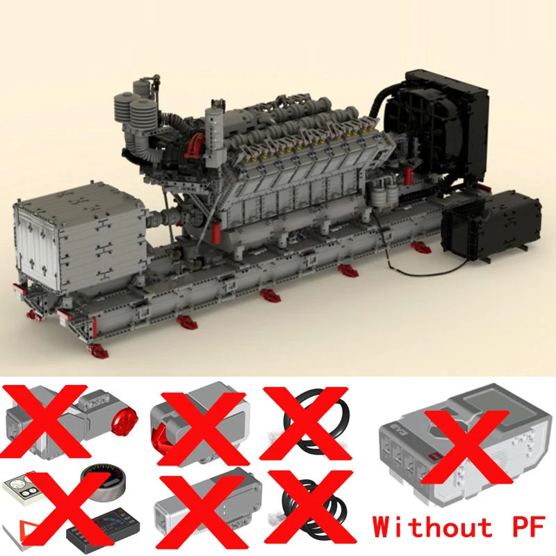 V16 Dieselmotor Klassieke Creatieve Bouwstenen High-tech MOC-73232 en MOC-71783 Model voor Volwassenen Speelgoed Perfect Kerstcadeau