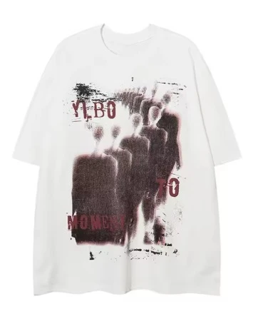 2026 Men Women Dark Grunge Aesthetic Graphic T‑shirt Unisex Distressed Faceless Silhouette Text Print Casual Cotton Daily Top