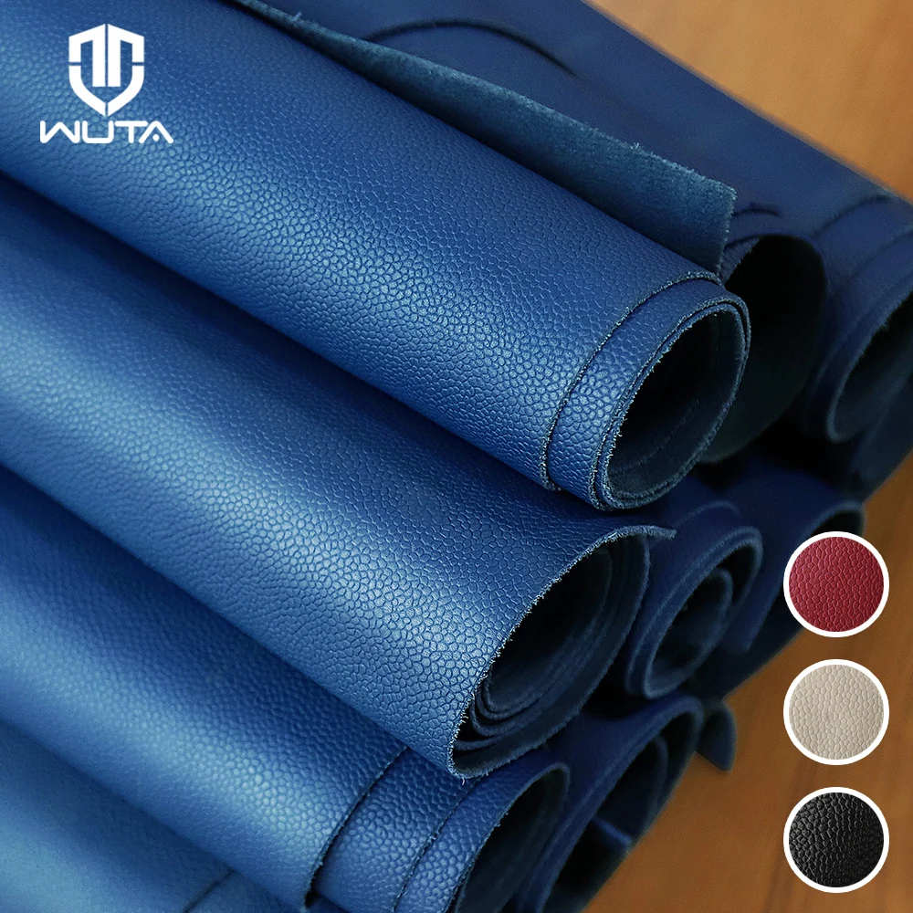 WUTA First Layer Cowhide Leather Classic Blue Caviar Pattern Soft DIY Craft Bag Wallet Sofa Material French Imported Skin Fabric