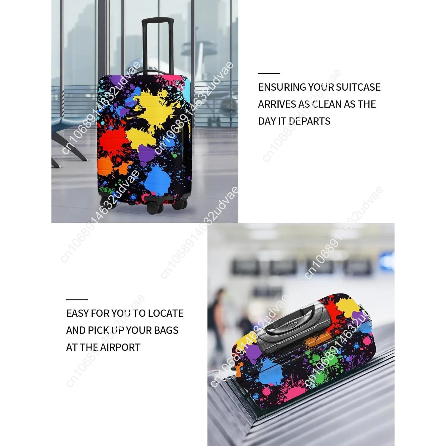 ليلة مرصعة بالنجوم بواسطة فان جوخ غطاء الأمتعة الملون حامي المضادة للخدش غطاء حقيبة للسفر يحمي الأوساخ والارتداء #3