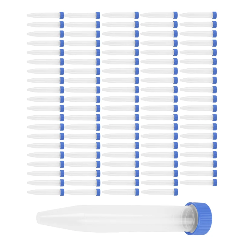 EDT-100 Stuks 10Ml Multifunctionele Plastic Fles Transparante Buis Monster Opslag Container Experimentele Centrifugebuis