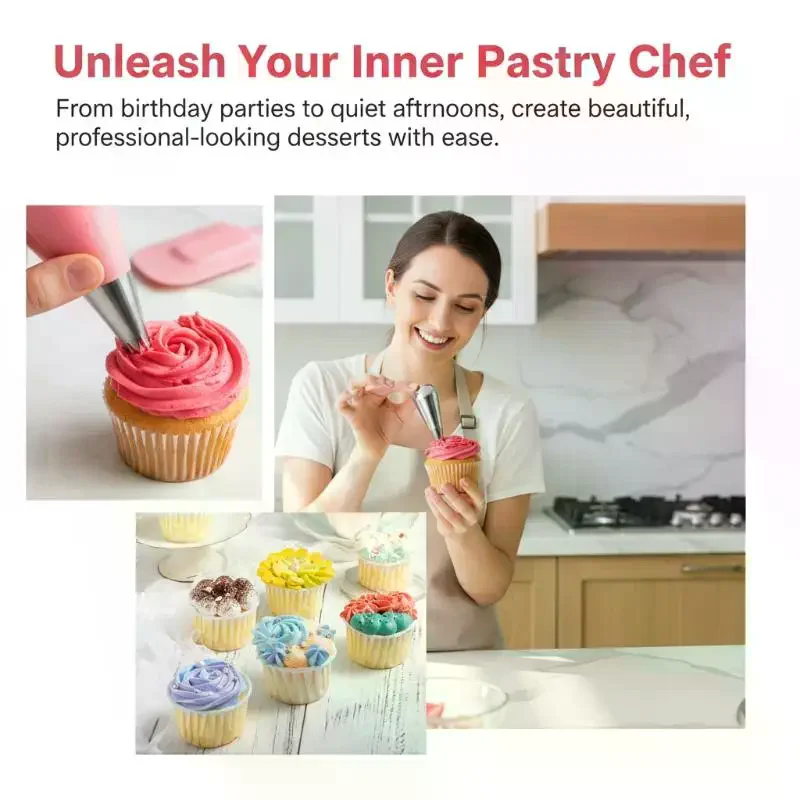 Bakery Supplies Large Piping Tips Set 5Pcs Stainless Steel Nozzles for Pastry Cake Fondant Home Decoration
