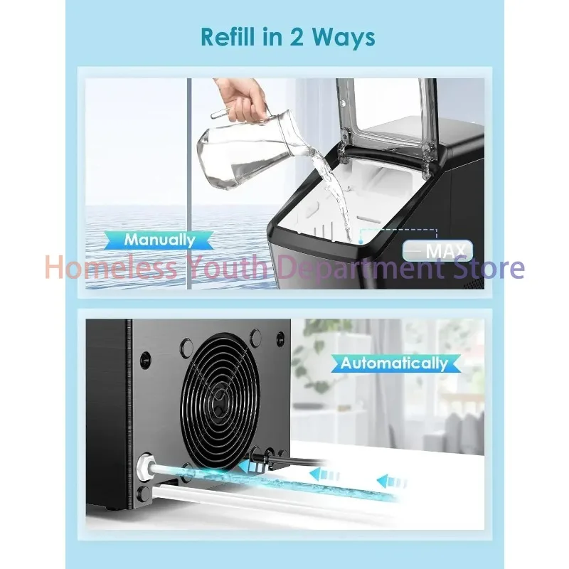 صانعة الثلج Oraimo Nugget، سطح عمل صانعات الثلج، 26 رطلاً/يومًا، ثلج قابل للمضغ صديق للأسنان مع تنظيف ذاتي