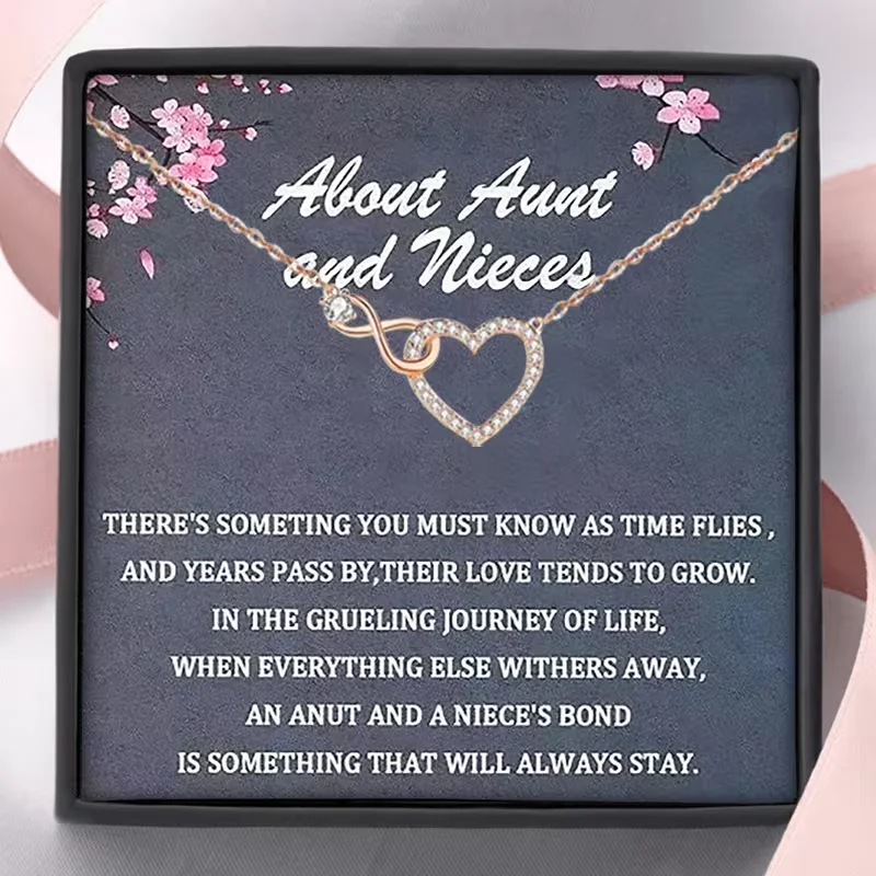 Collar con Colgante de Corazón de Tía y Sobrina con Tarjeta y Caja, Regalo para Tía y Sobrina, Regalo de Cumpleaños, Regalo de Navidad, para Adolescentes