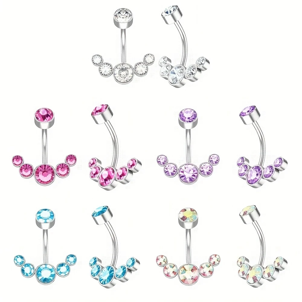 1pc Fashion Stainless Steel Internal Threaded Navel Piercing Rings Crystal Sexy Belly Button Bars Body Jewelry for Women