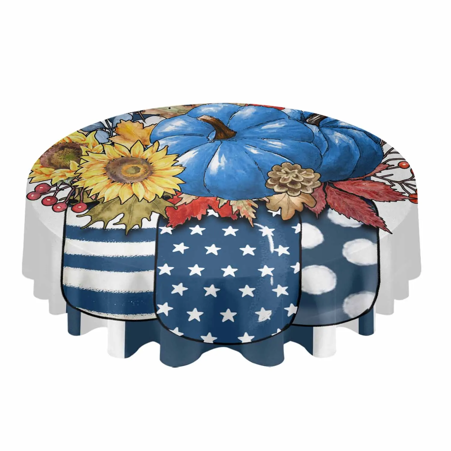 Autumn Maple Leaf Bouquet Waterproof Tablecloth Tea Table Decoration Round Table Cover For Kitchen Wedding Home