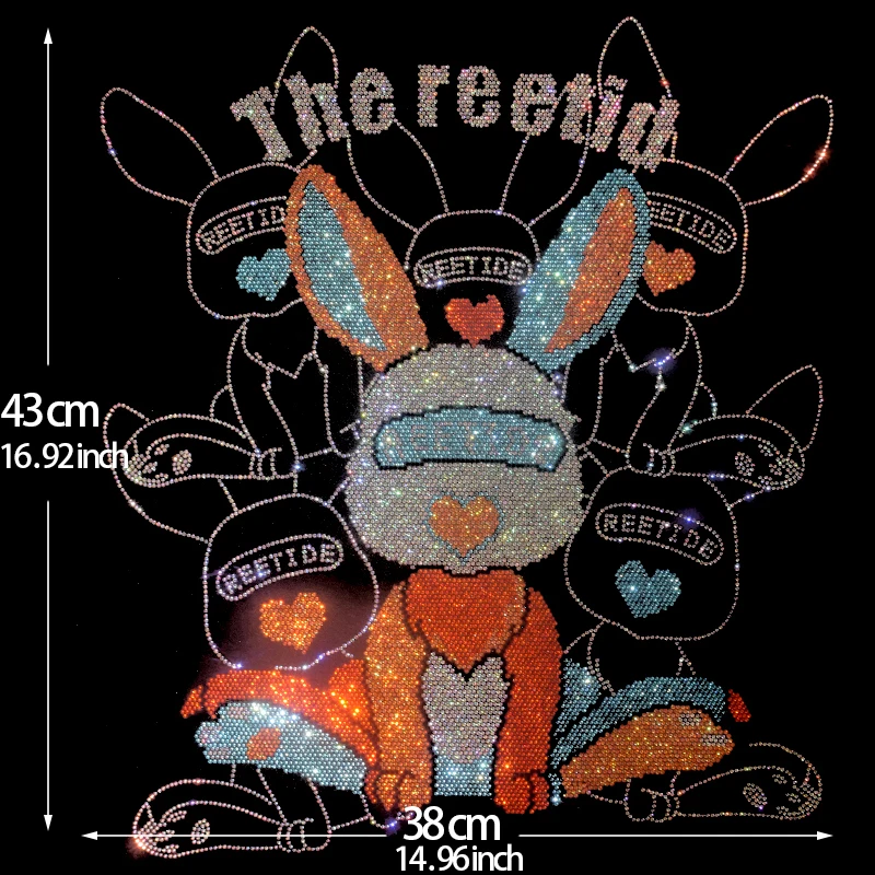 

Модная большая аппликация, мультяшный кролик со стразами, декоративные пайетки для одежды, декоративные нашивки для футболок, аксессуары для одежды