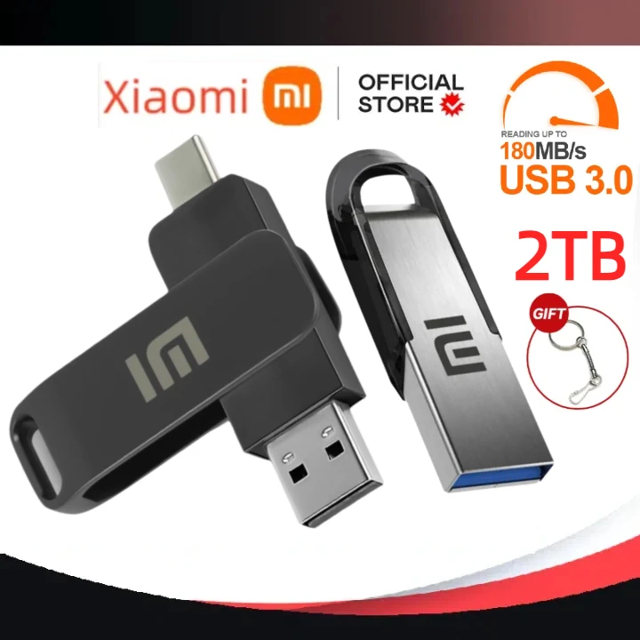 Xiaomi-金属ペンドライブ,USBフラッシュディスク,実際の容量,サムドライブ,USB 3.0スティック,タイプ-c,2テラバイト,テラバイト,128 GB, 256 GB