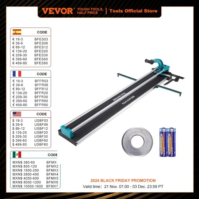 VEVOR Manual Tile Cutter Laser Positioning Single Rails W/ Supporting Feet Professional Push Knife for Cutting Ceramic Porcelain