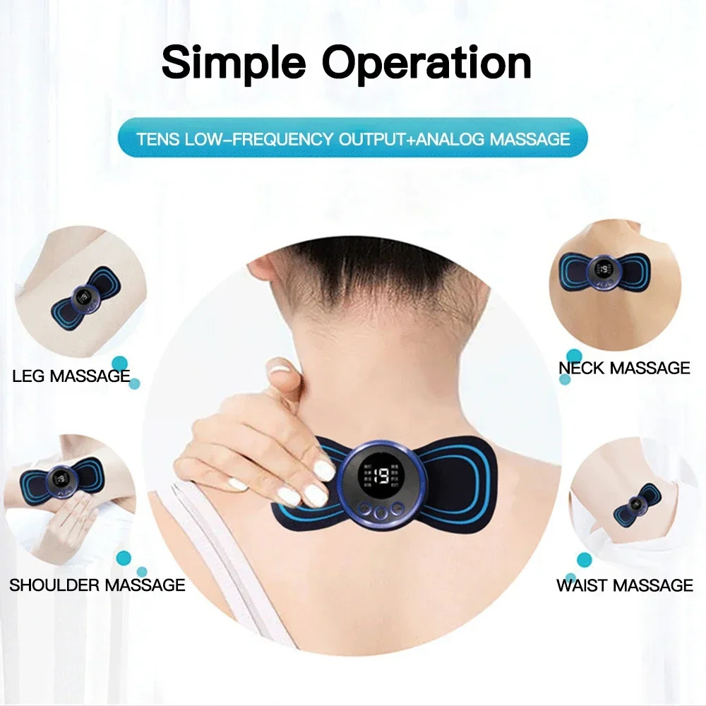 EMS Mini Neck Massager Electronic Pulse Patch for Neck Massage Shoulder Neck Massager Foot Pad Sticker