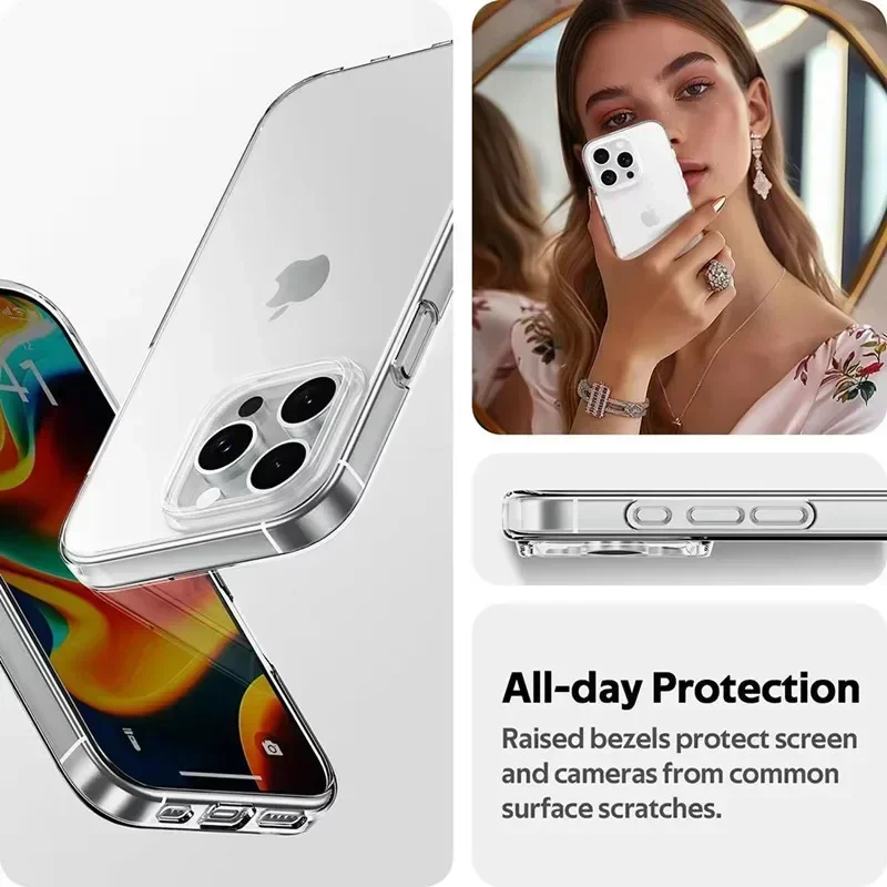 حافظة لهاتف آيفون 16 11 12 13 14 15 Pro Max Mini حافظة خلفية رفيعة للغاية لهاتف آيفون XR X XS MAX 7 6 8 Plus