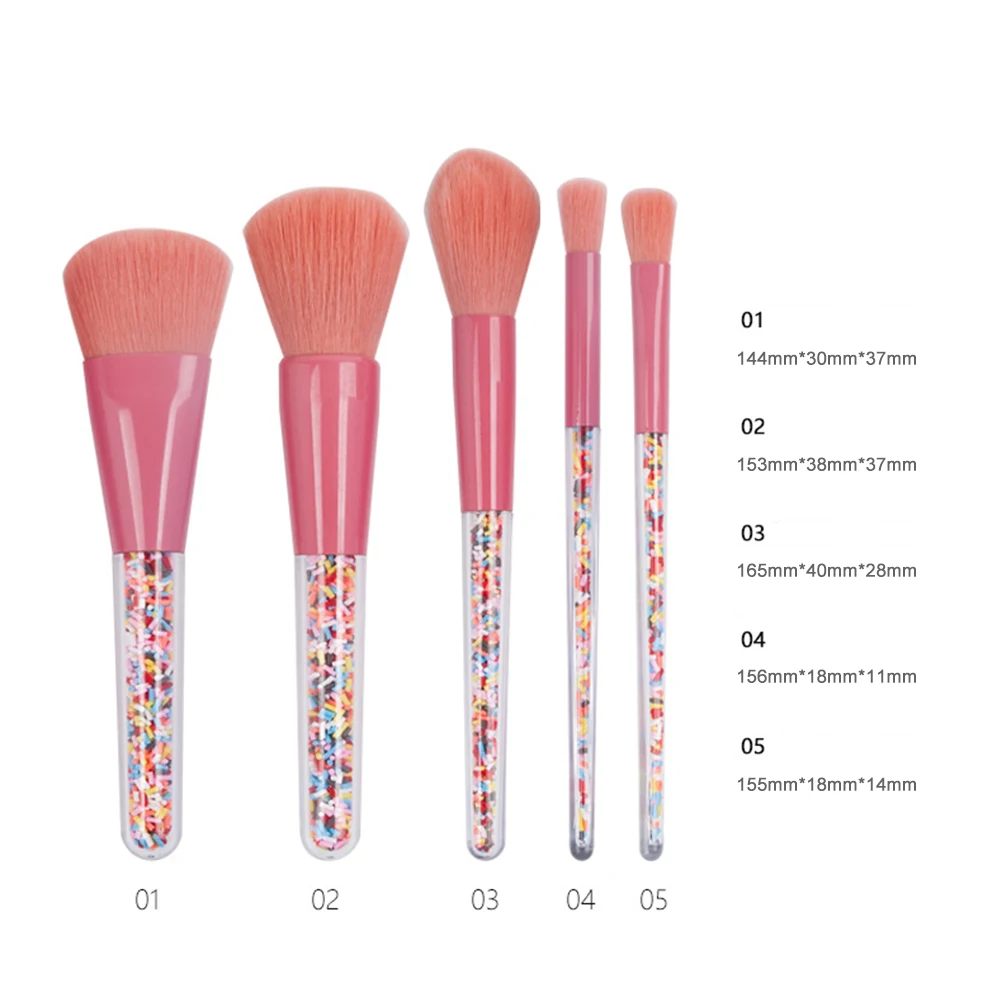 Zestaw 5 pędzli do makijażu Profesjonalne miękkie włosie z włókna Wysokiej jakości uchwyt Łatwy chwyt Codzienne profesjonalne użytkowanie Prezent dla kobiet