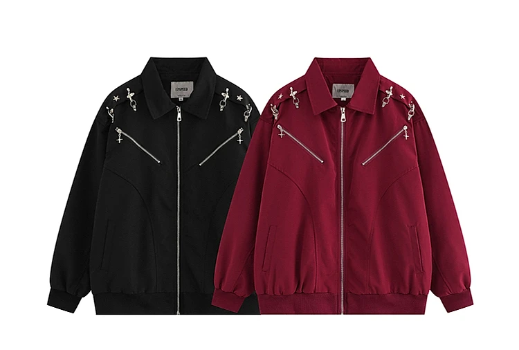 2025 Autumn New Trendy Fashion Tops Metal Buckle Tooling Jackets Men's High Street Handsome Long-sleeve Solid Color Chic Jackets
