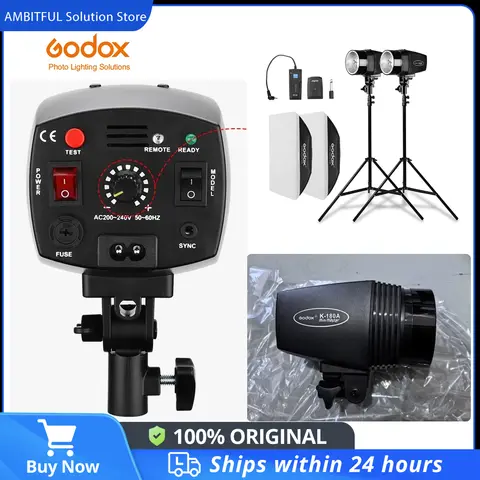 Godox 2x K-180A Strobe Studio Flash Light Kit with RT-16 Trigger & 2x 50x70cm Softbox & 2x 190cm Light Stand
