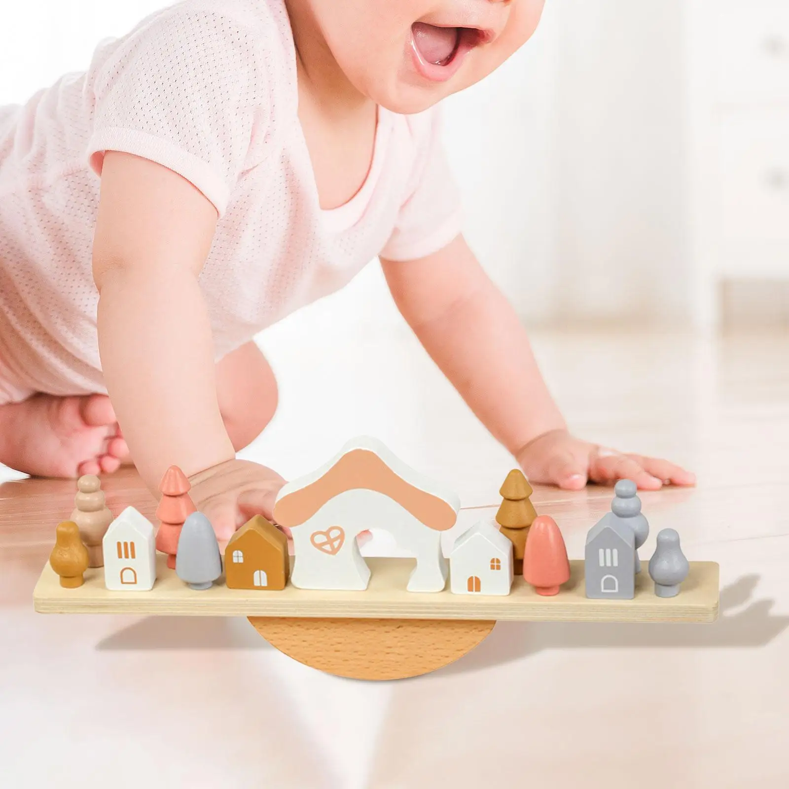 Balance Scale Toy Wooden Balancing Blocks Preschool Learning Toys Early