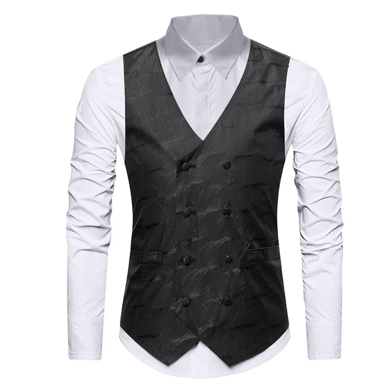 Fashion Wave Pattern Suit Vest Men Gilet Homme 2023 Brand Slim Fit Steampunk Vest Waistcoat Men Party Wedding Prom Tuxedo Vests