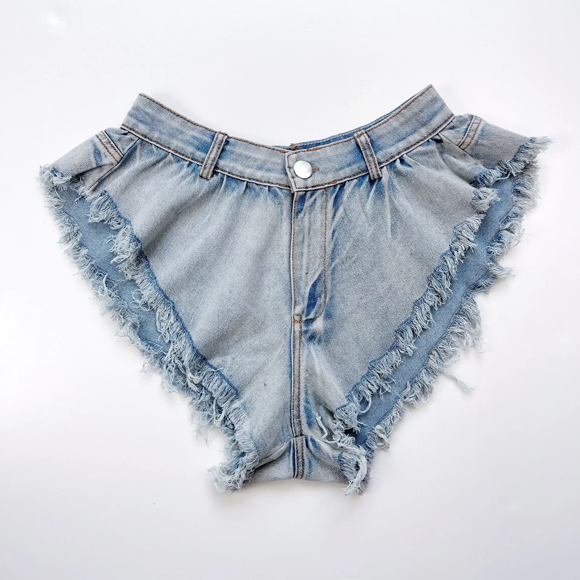 

2025 Summer New Women Denim Shorts Sexy High Waist Tassel Jeans Skirt Shorts Blue Ropa Mujer