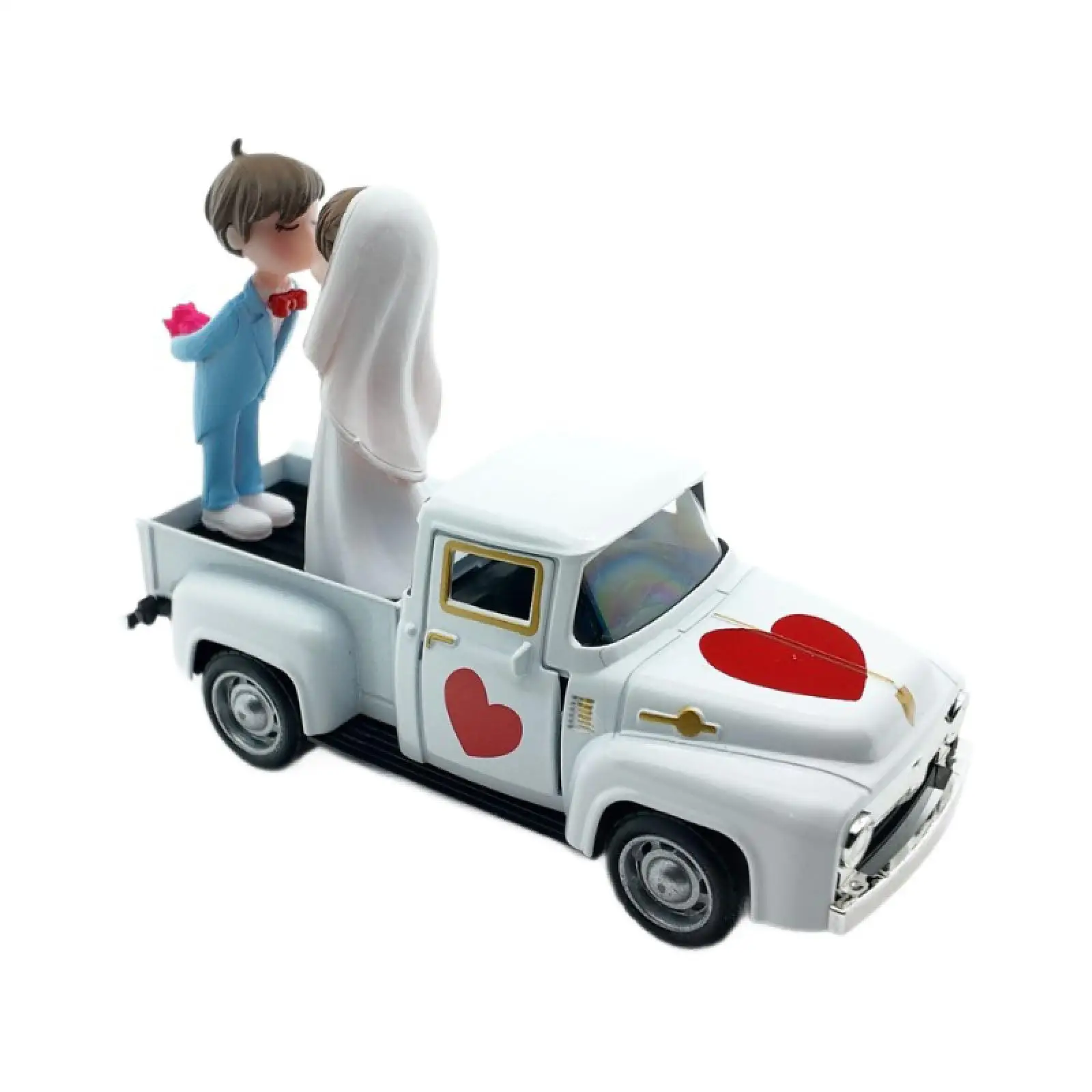 Valentines Day Truck Decor Pickup Model Desktop Statue Collectible Couple Figurine for Engagement Wedding Birthday Her Shelf